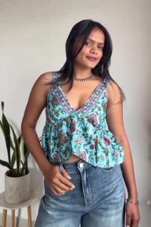 Boho Floral V-Neck Peplum Top