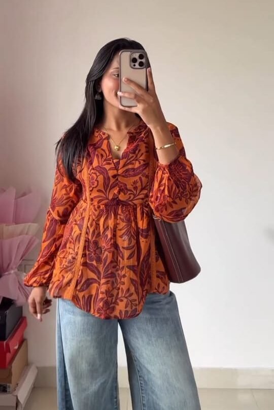 Floral Print Peplum Top