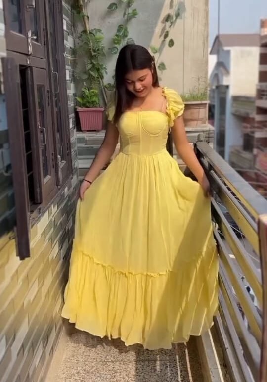 Yellow Ruffle Sleeve Maxi Dress