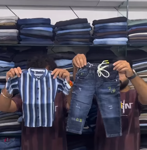 Trendy Kids’ Striped Shirt & Denim Jeans Outfit Set