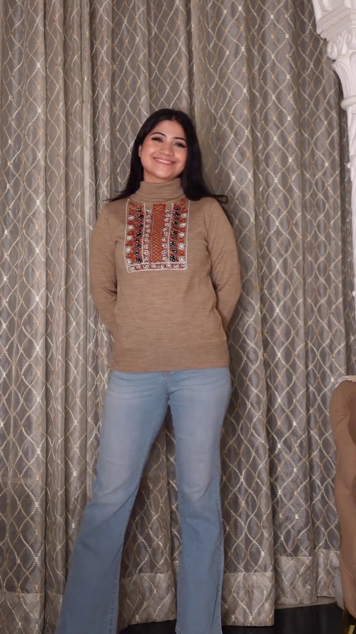 Knitted Balloon Sleeves Pullover Sweater - Image 2