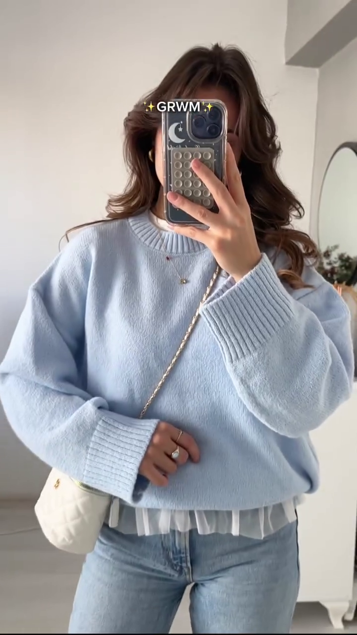 Sky Blue Knitted Sweater