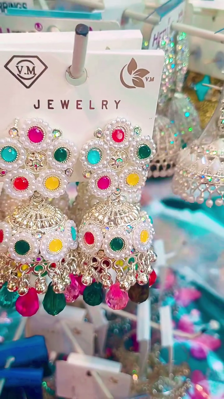 Multicolor Pearl Jhumka Earrings for Women