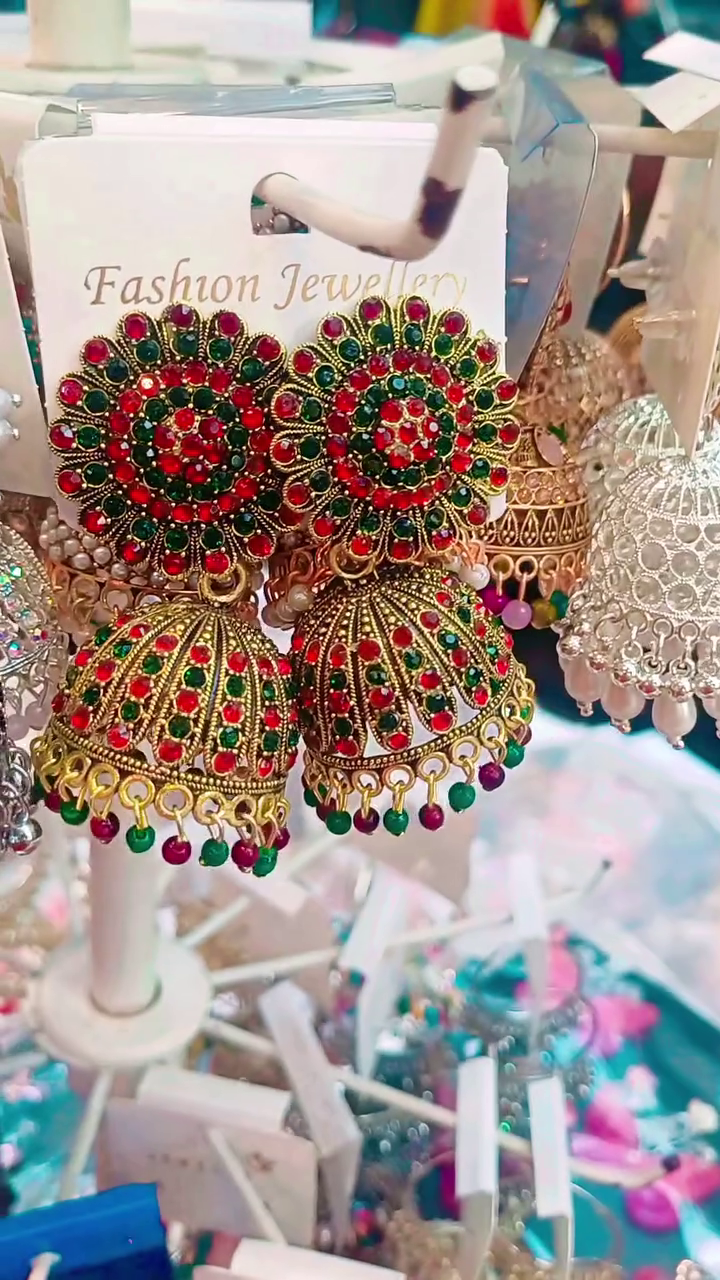 Multicolor Pearl Jhumka Earrings for Women - Image 3