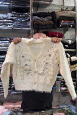 Pearl & Stone Embellished Soft Knitted Sweate