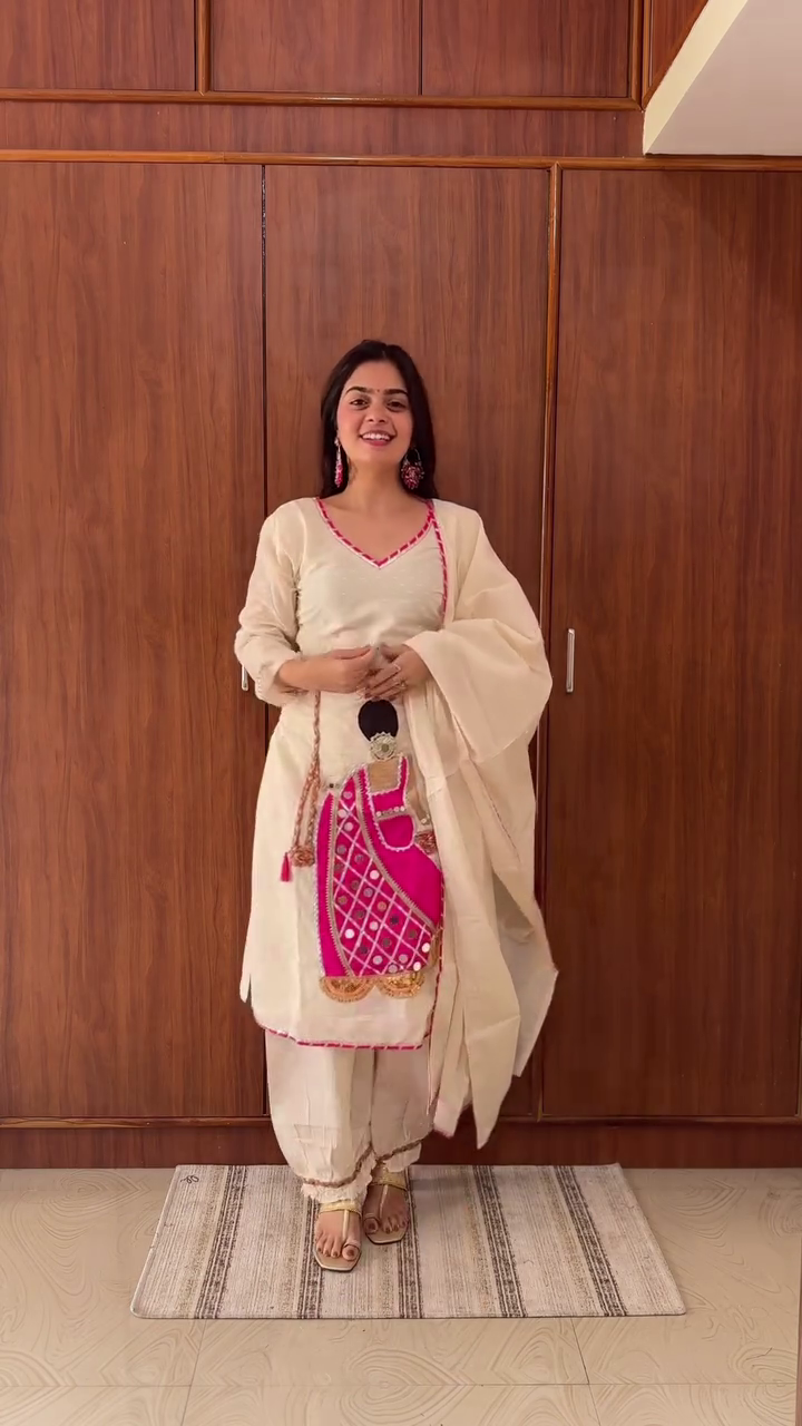 Ivory Embroidered Kurta Pant Set