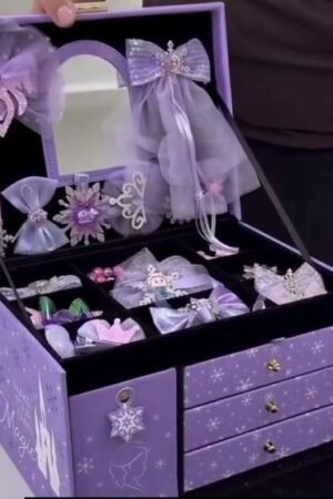 Purple Princess Jewelry & Hair Accessories Storage Box with Mirror