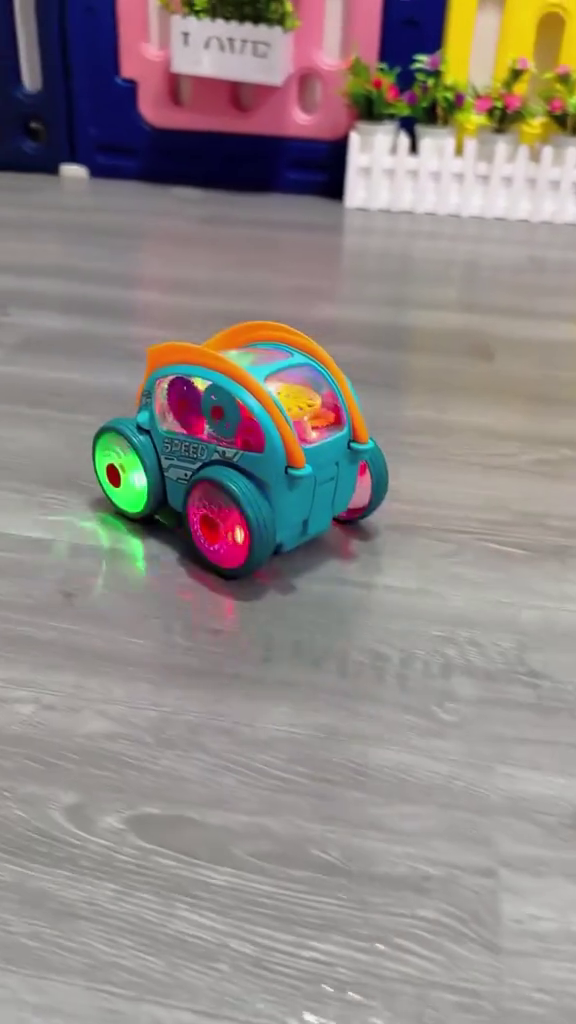 Musical LED Light-Up Bump & Go Toy Car for Kids