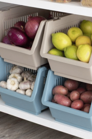 Stackable Kitchen Storage Bins for Fruits & Vegetables