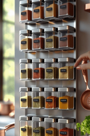 : Wall-Mounted Magnetic Spice Rack Organizer Set