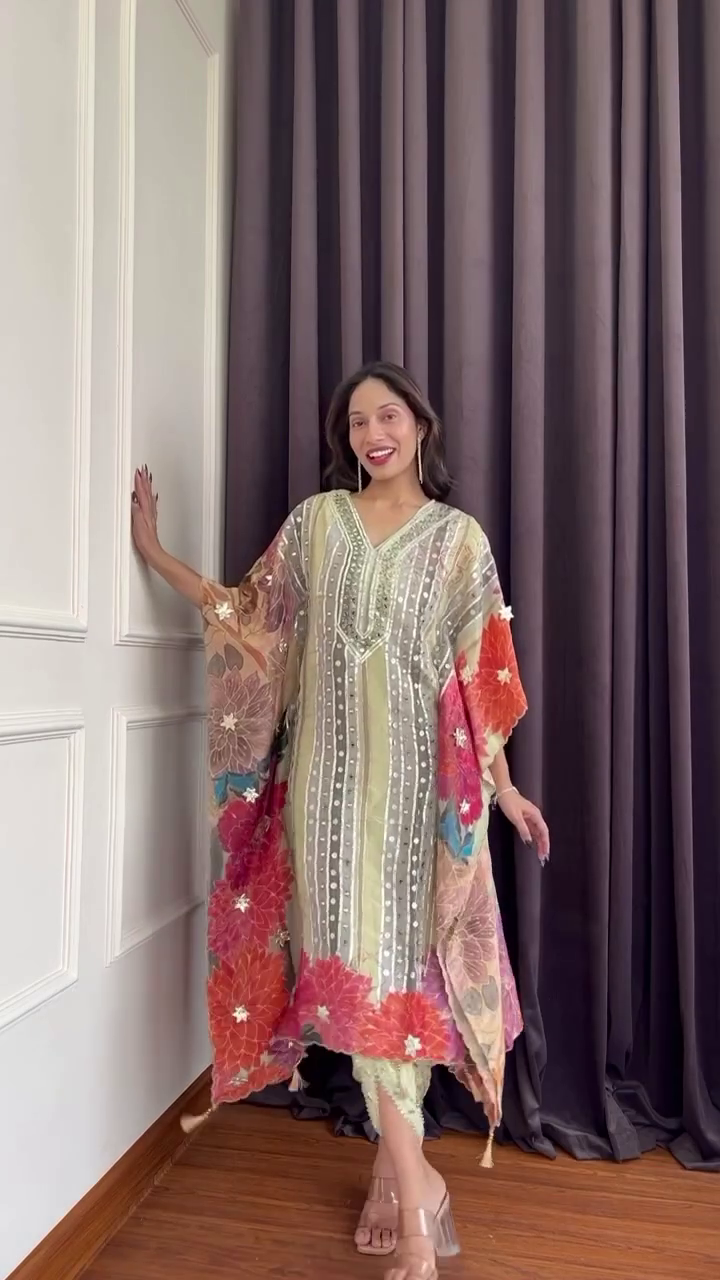 Blush Pink Embroidered Cape Set with Palazzo Pants – Elegant Festive Wear - Image 2