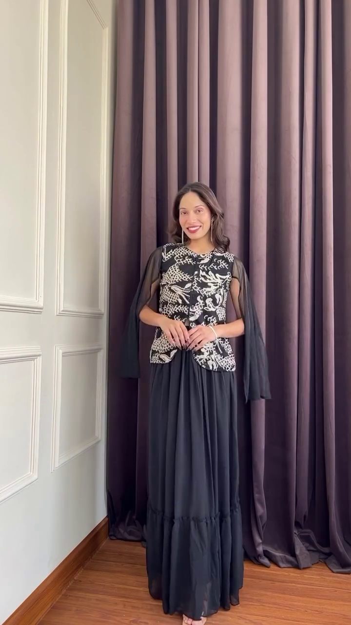 Blush Pink Embroidered Cape Set with Palazzo Pants – Elegant Festive Wear - Image 5