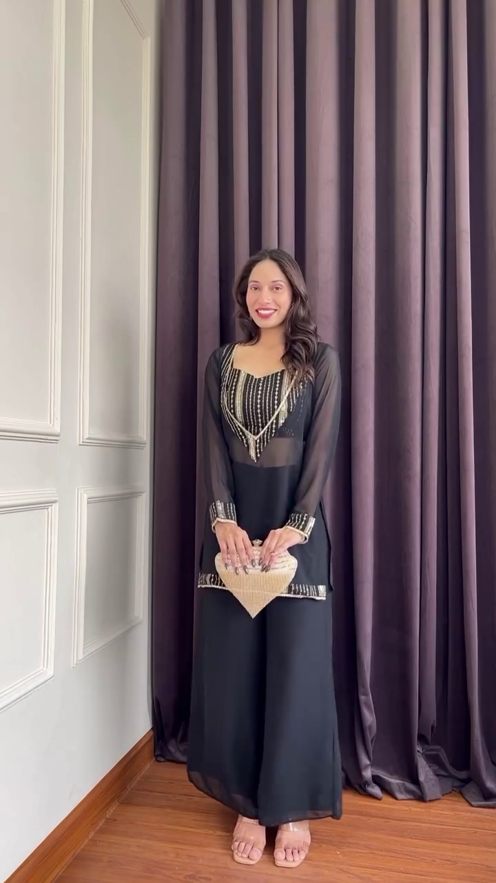 Blush Pink Embroidered Cape Set with Palazzo Pants – Elegant Festive Wear - Image 6