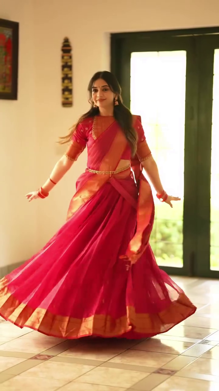 Red & Gold Silk Lehenga Saree Set – Traditional Festive & Wedding Wear - Image 2