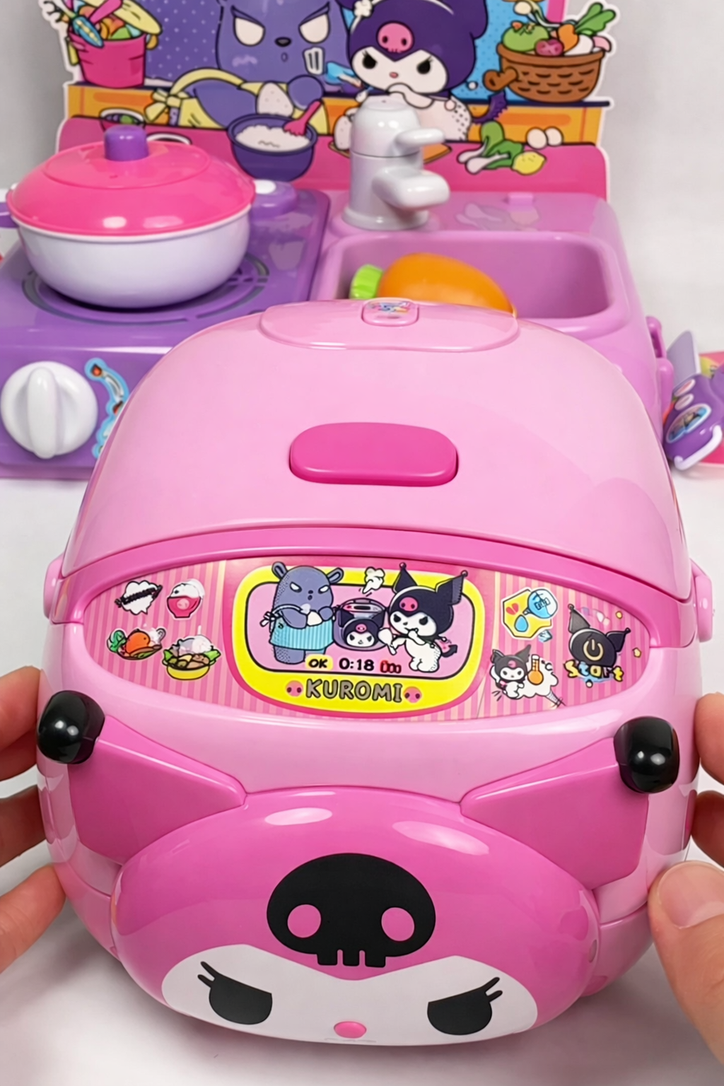 Kuromi Kids Mini Rice Cooker Toy | Cute Pretend Play Kitchen Cooking Toy for Children - Image 3